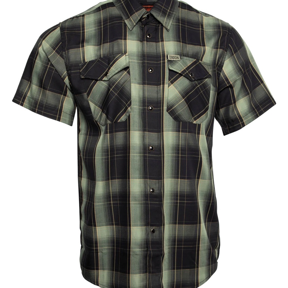DIXXON Black and Green Plaid Button Down Shirt